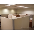 Hon Beige Systems Furniture Cubicle Workstation, Walnut Surfaces